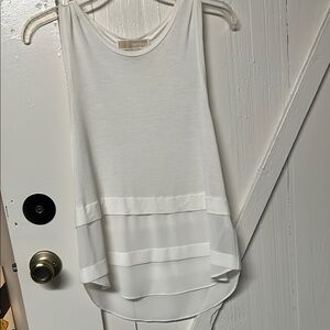 Michael Kors Asymmetrical Tiered White Tank Top